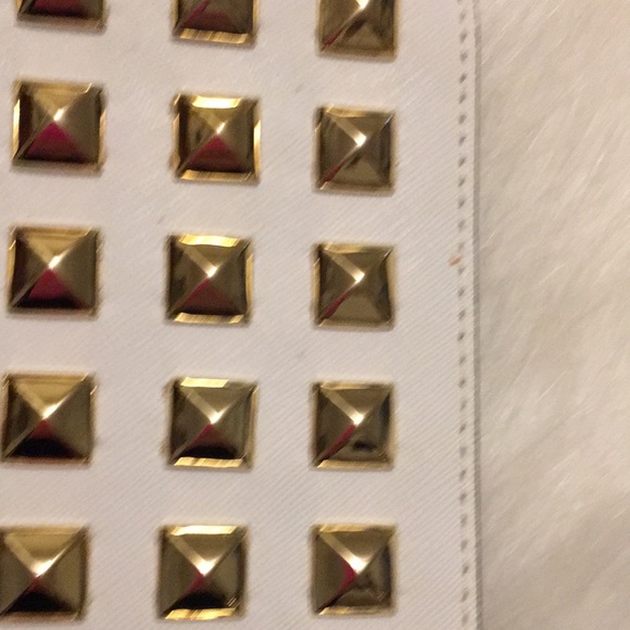 Michael Kors extra large XL wristlet clutch gold studs studded pyramid studs MK - Picture 14 of 15